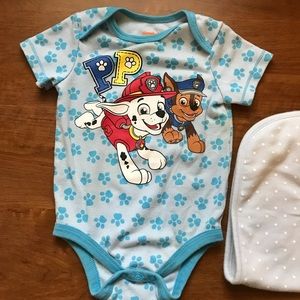 Paw Patrol Onesie + Burp Cloth